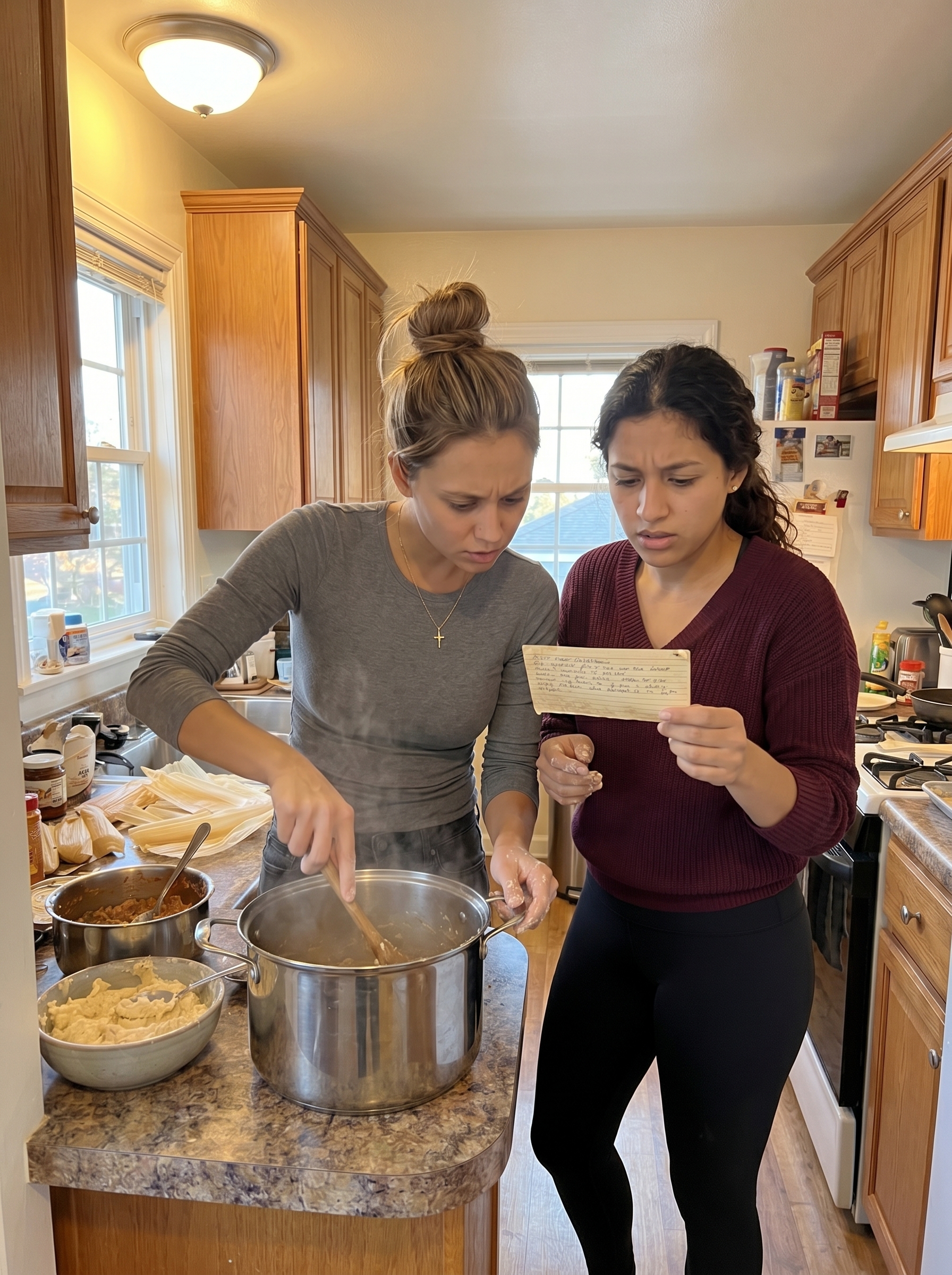 Reading the recipe for the third time.