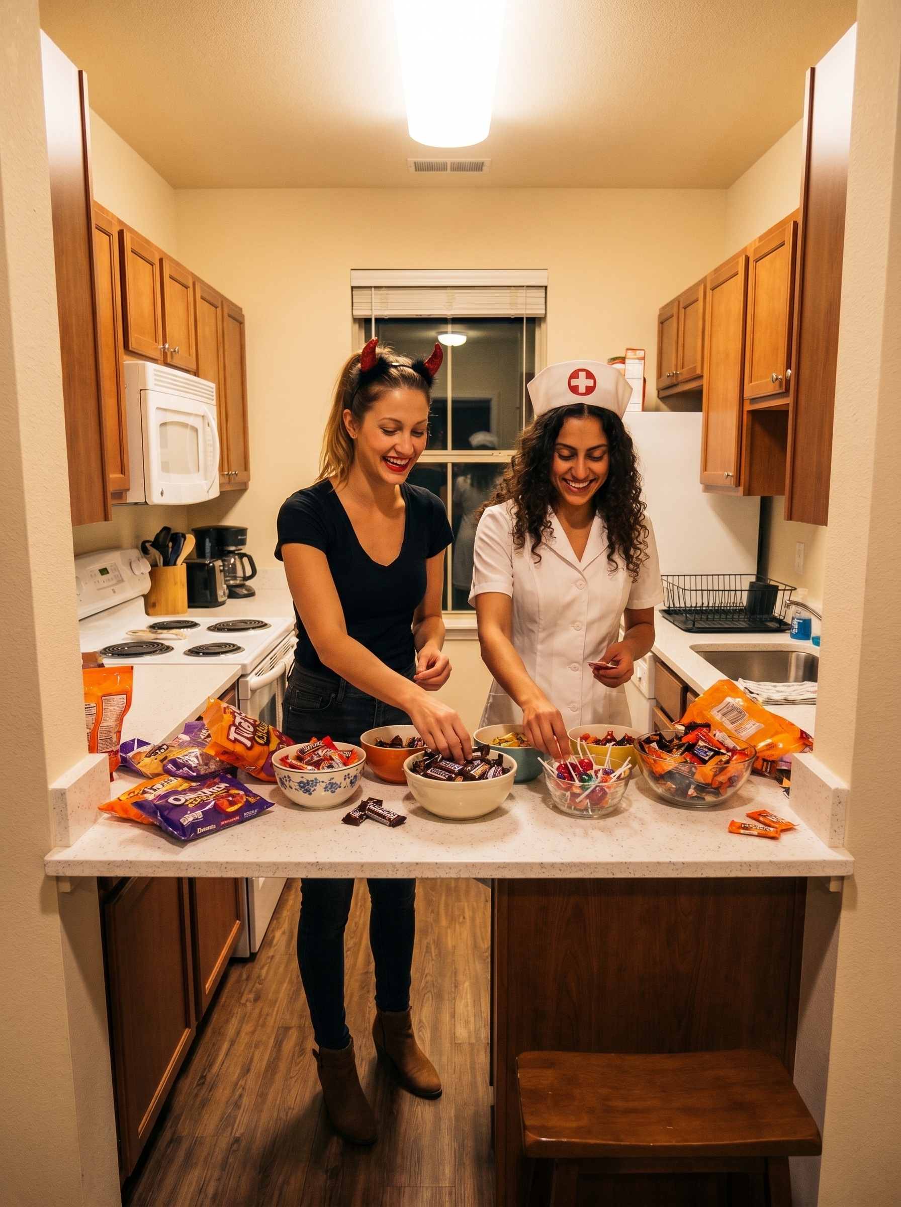 Candy prep duty with my favorite fake nurse.