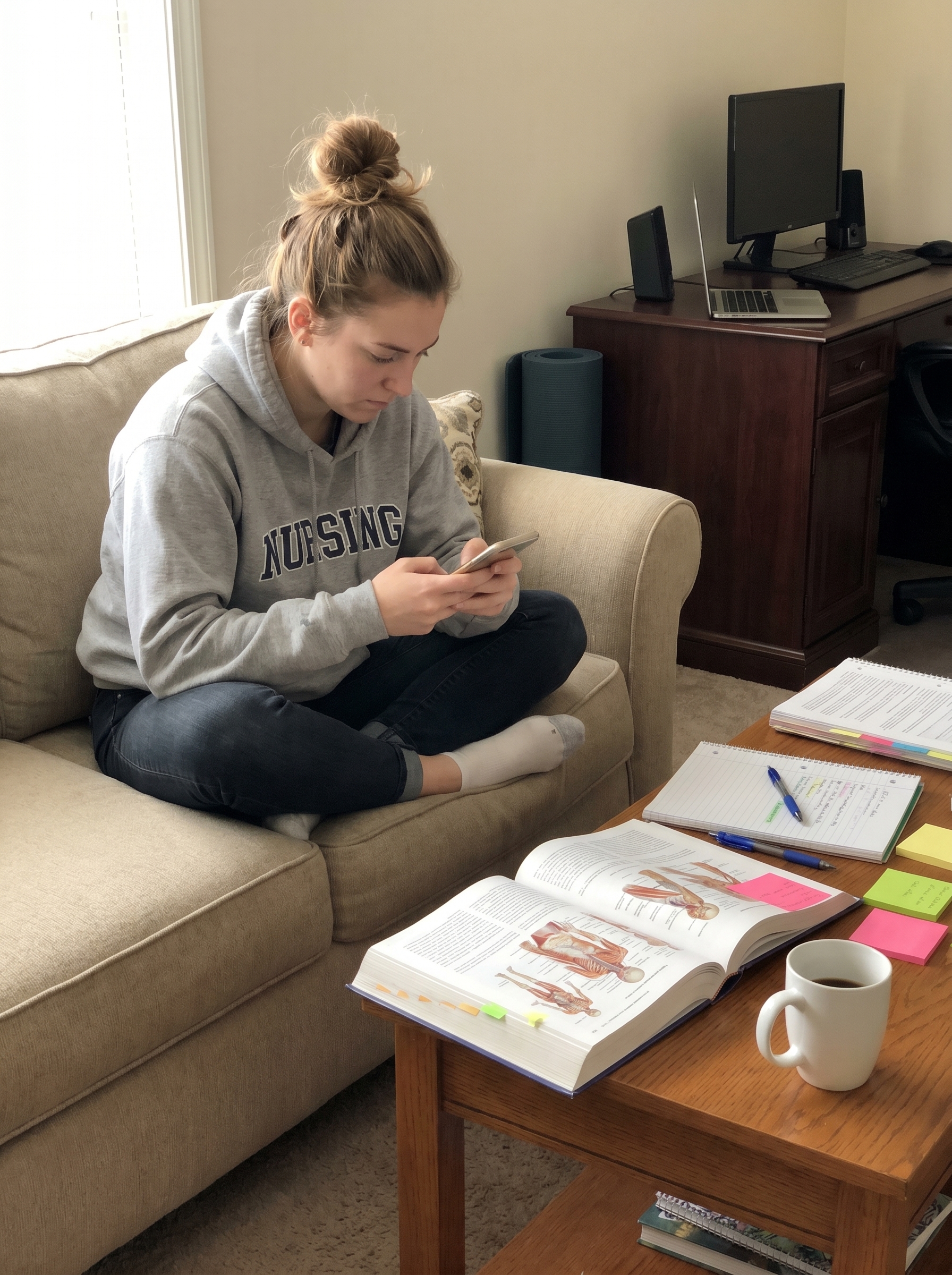 The face of someone trying to sound casual while texting 'Hey, want to grab coffee and talk about spring semester?'
