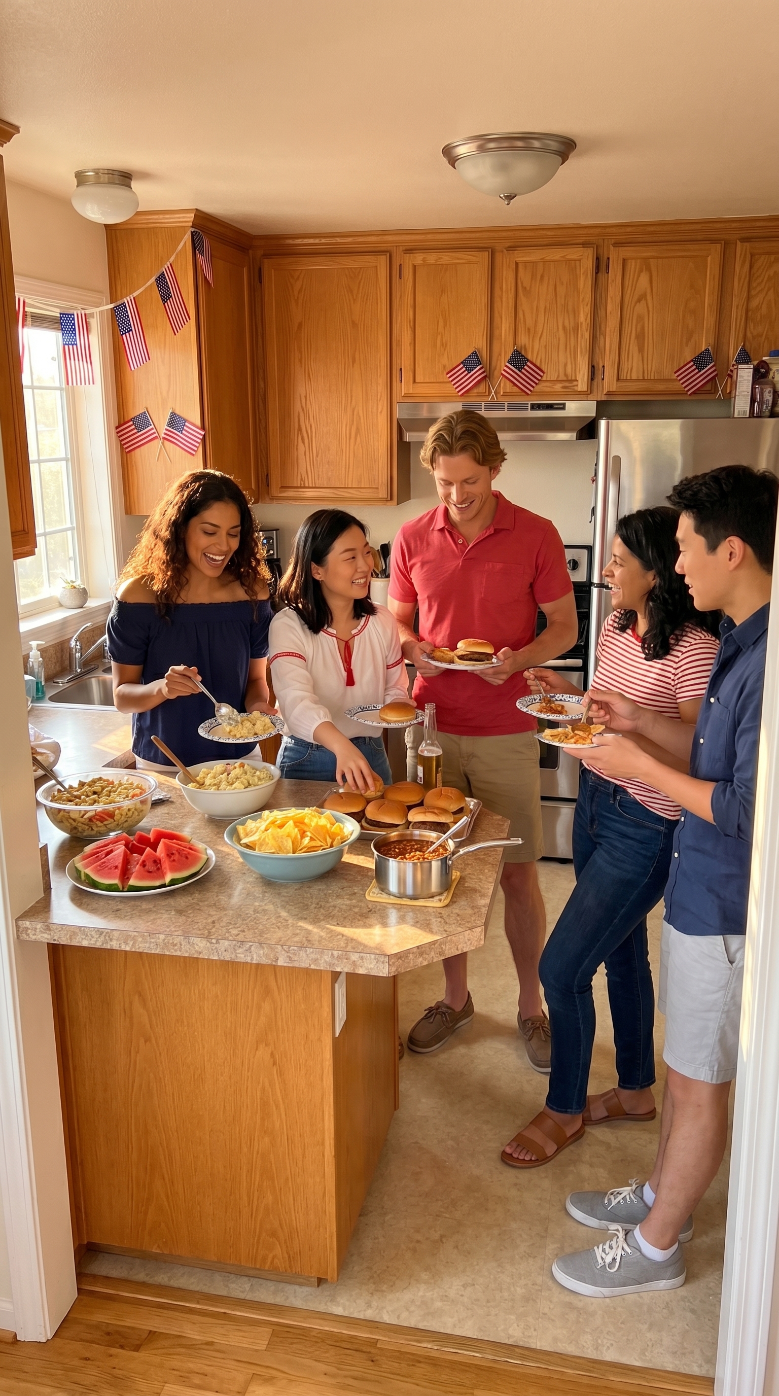 Abuela's enchiladas meet American potato salad. Cultural fusion at its finest.