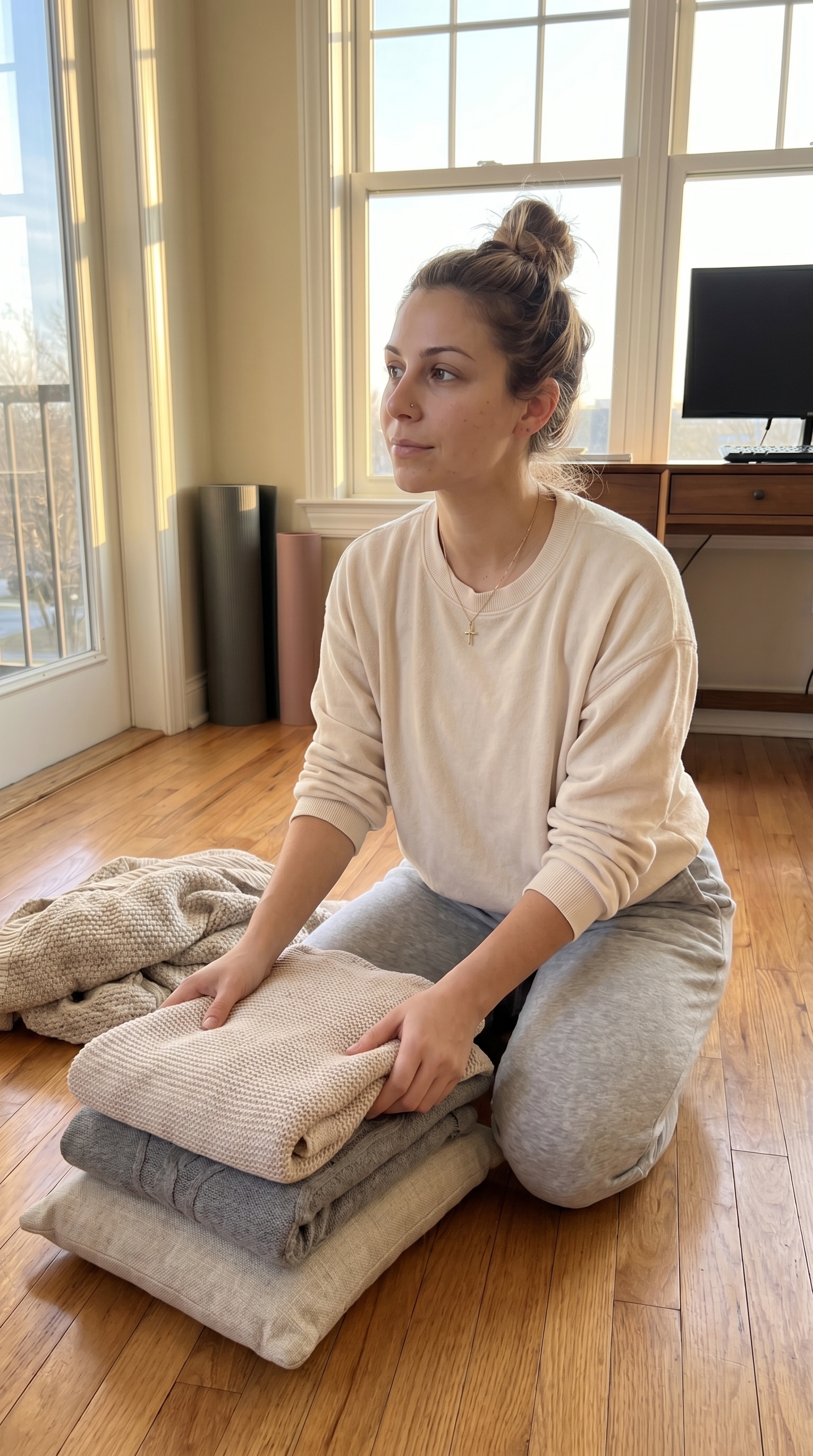 Putting away all the extra layers we needed during the heating disaster